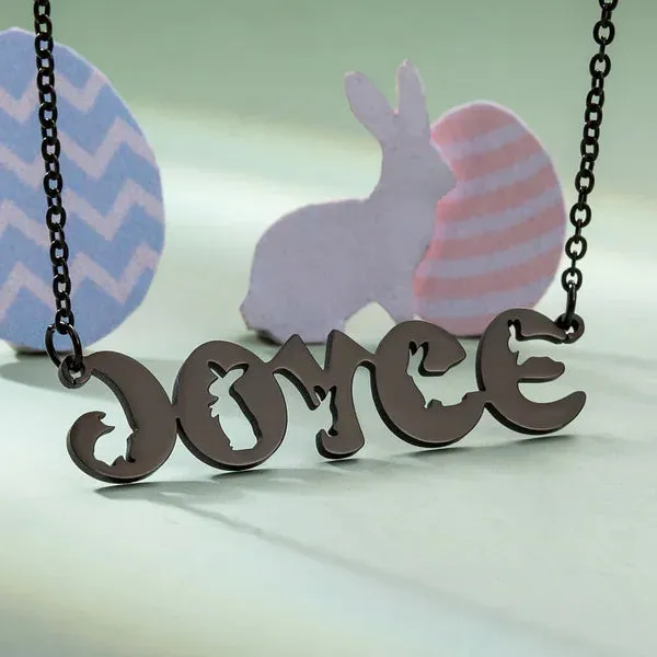 Personalized Easter Lovely Bunny Name Necklace for Women