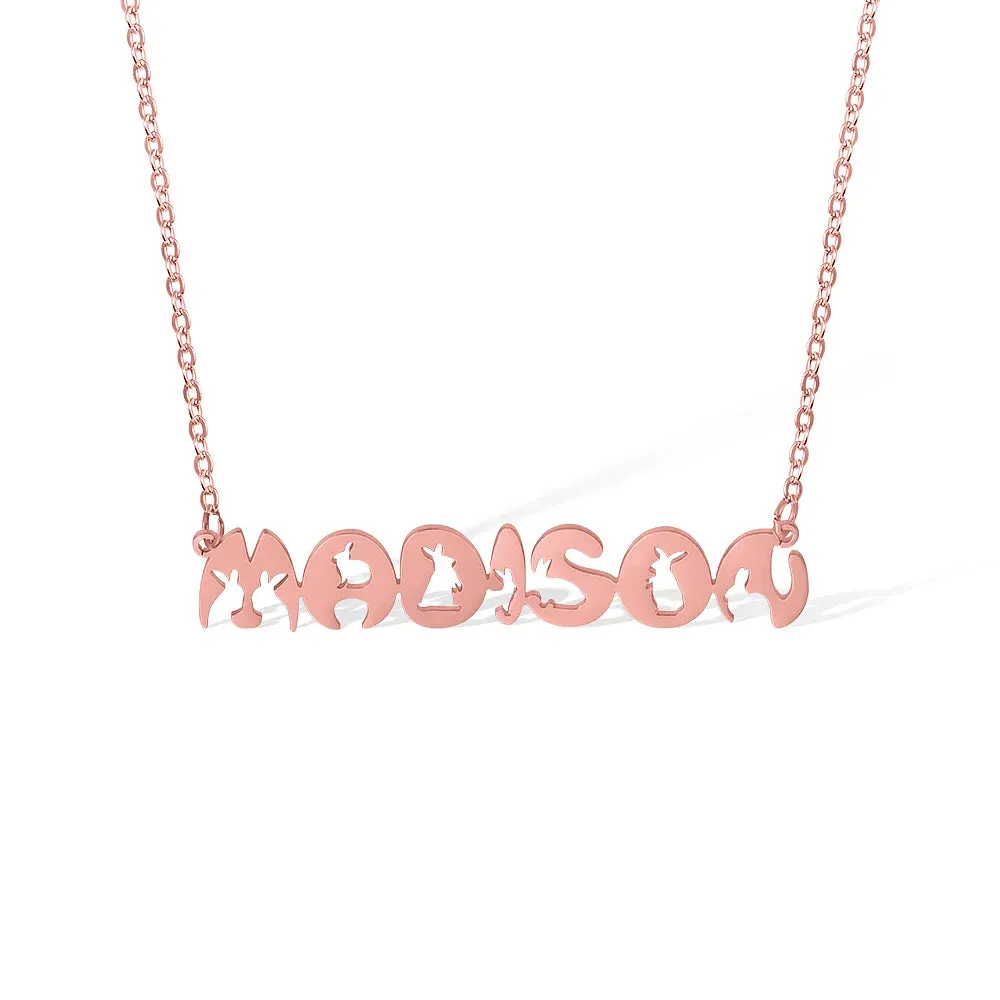 Personalized Easter Lovely Bunny Name Necklace for Women