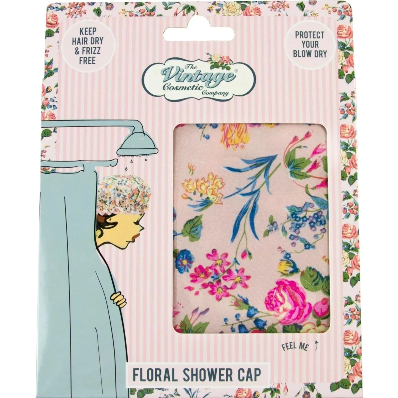 Pink Floral Print Shower Cap