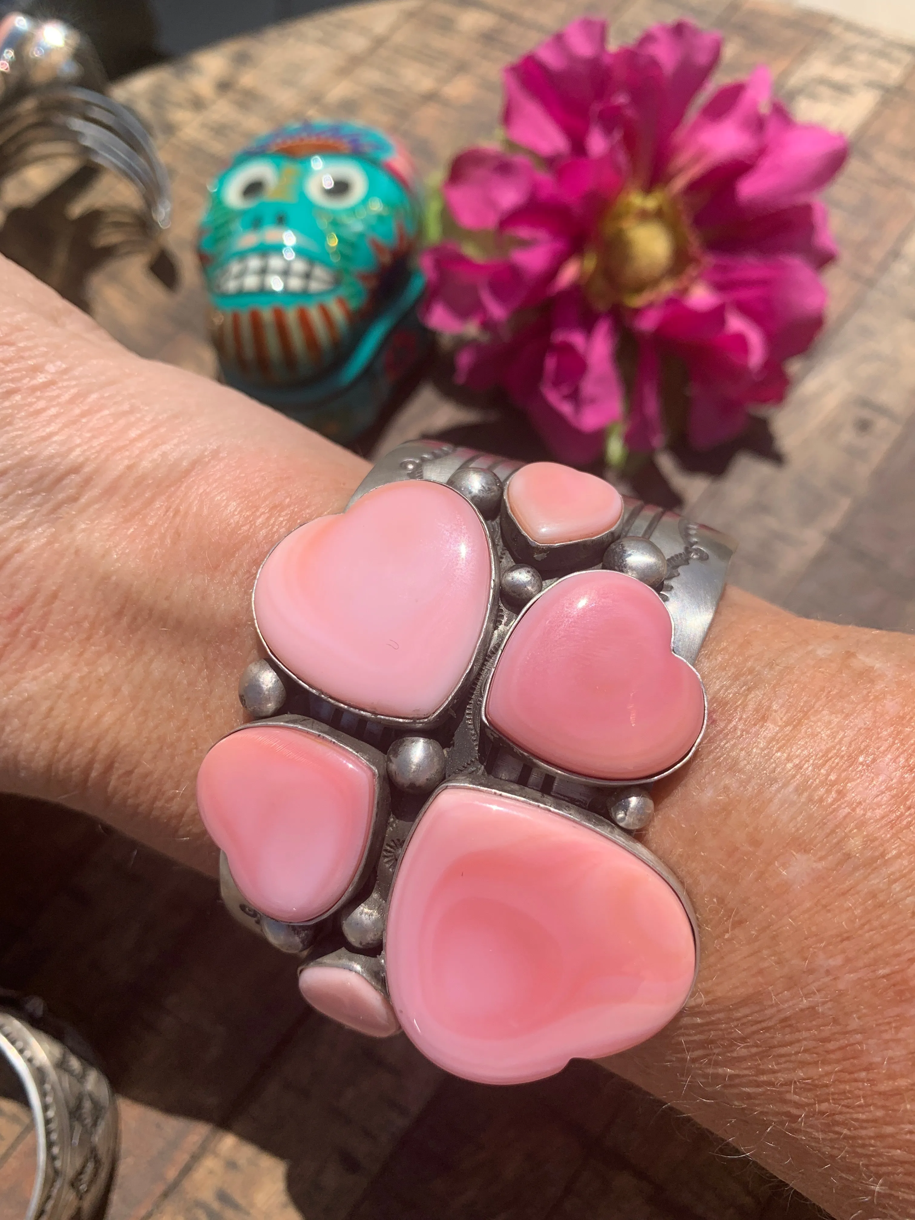 Pink "Cotton Candy" Heart Cuff