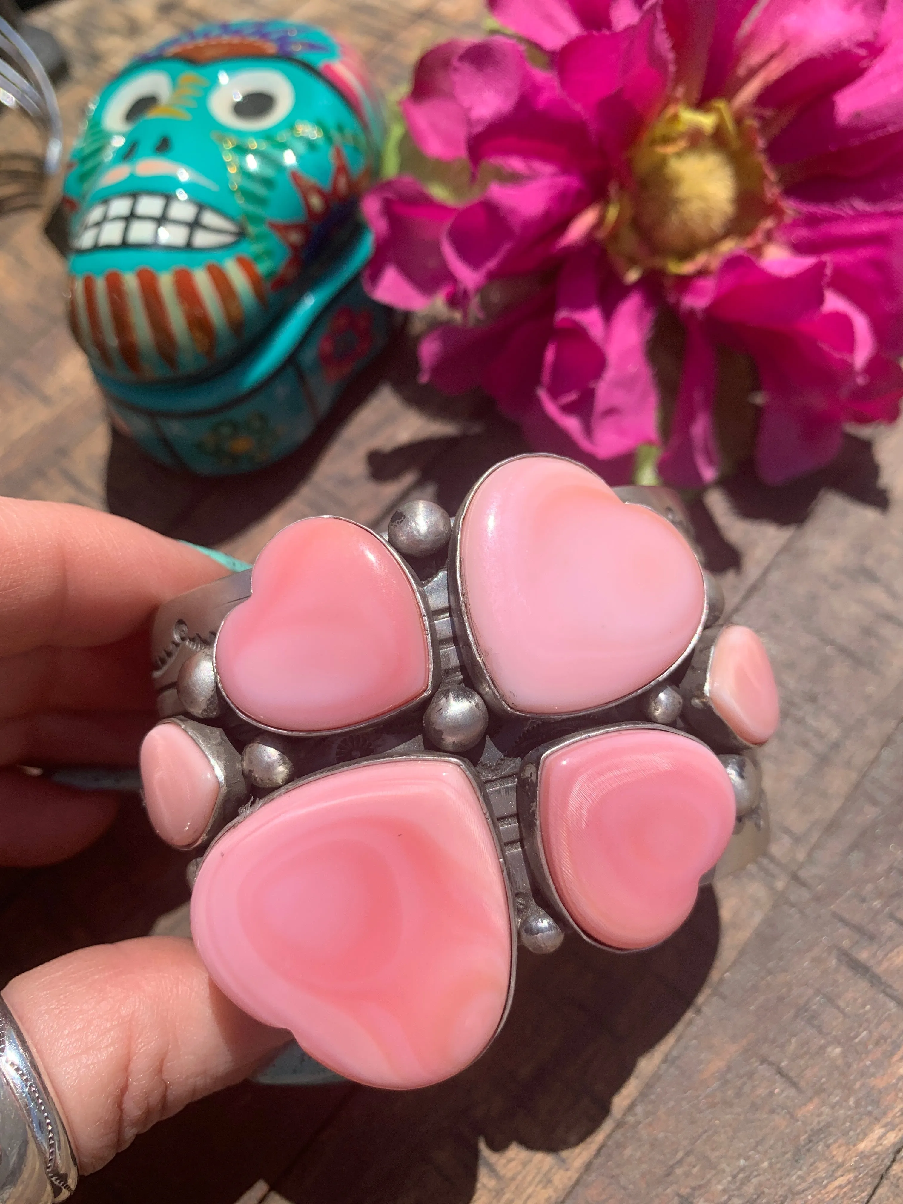 Pink "Cotton Candy" Heart Cuff