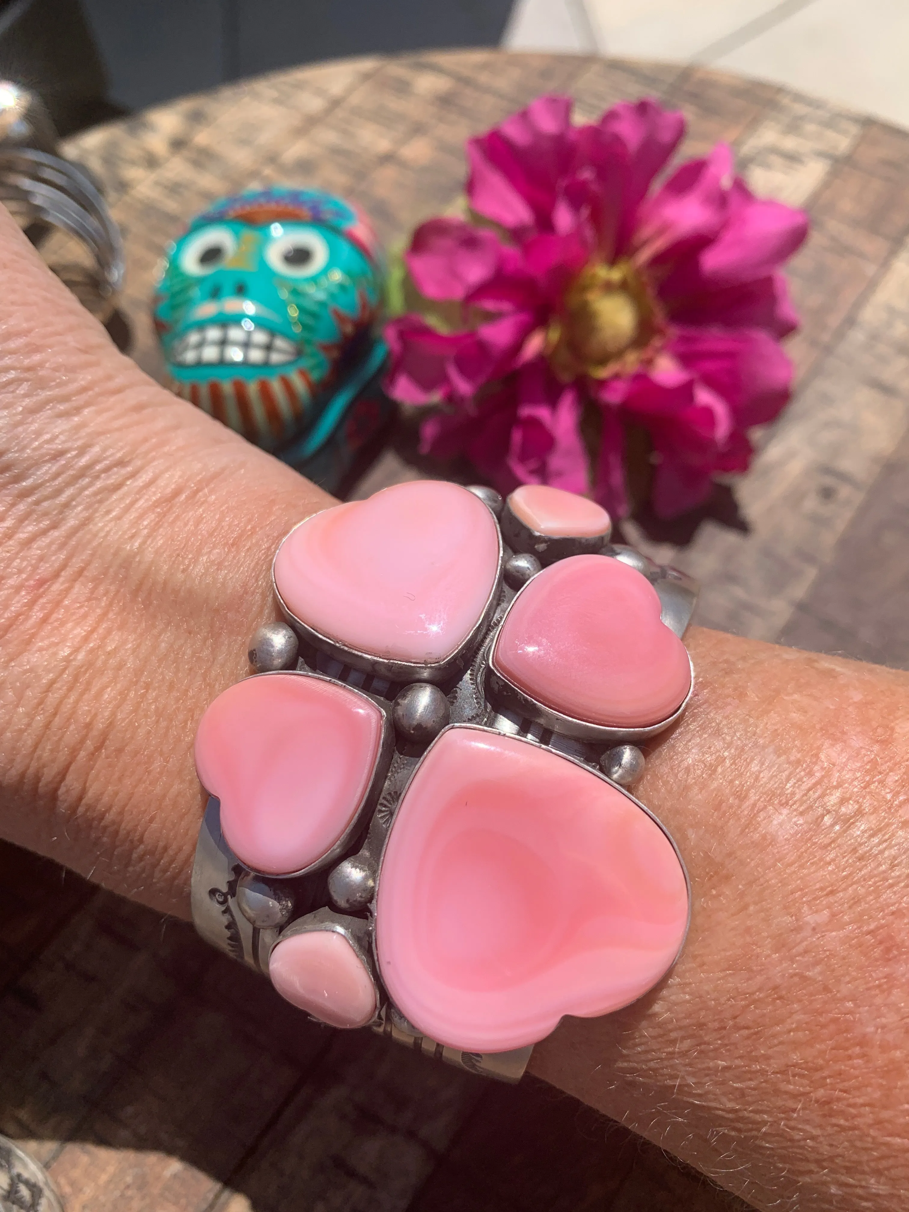 Pink "Cotton Candy" Heart Cuff