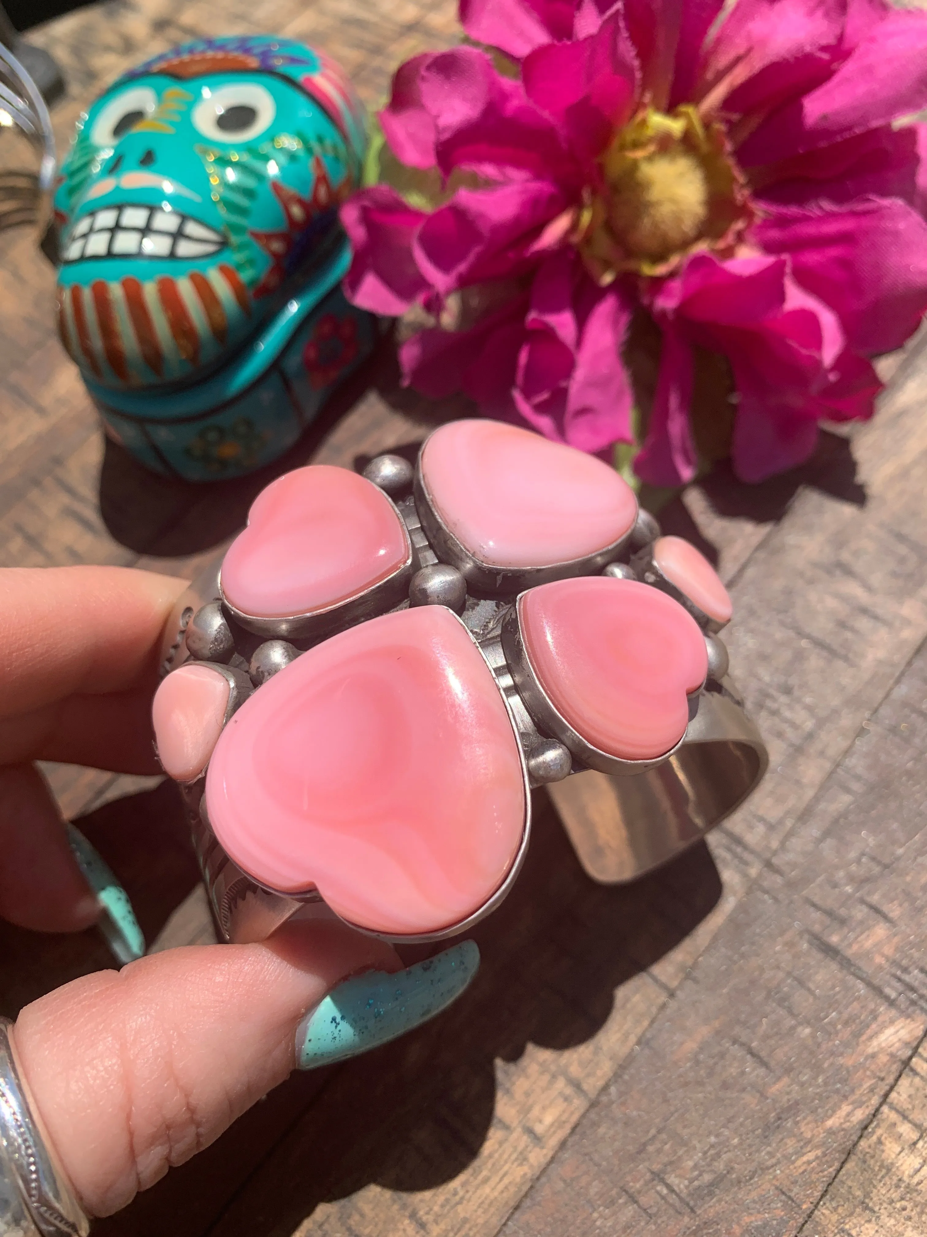 Pink "Cotton Candy" Heart Cuff