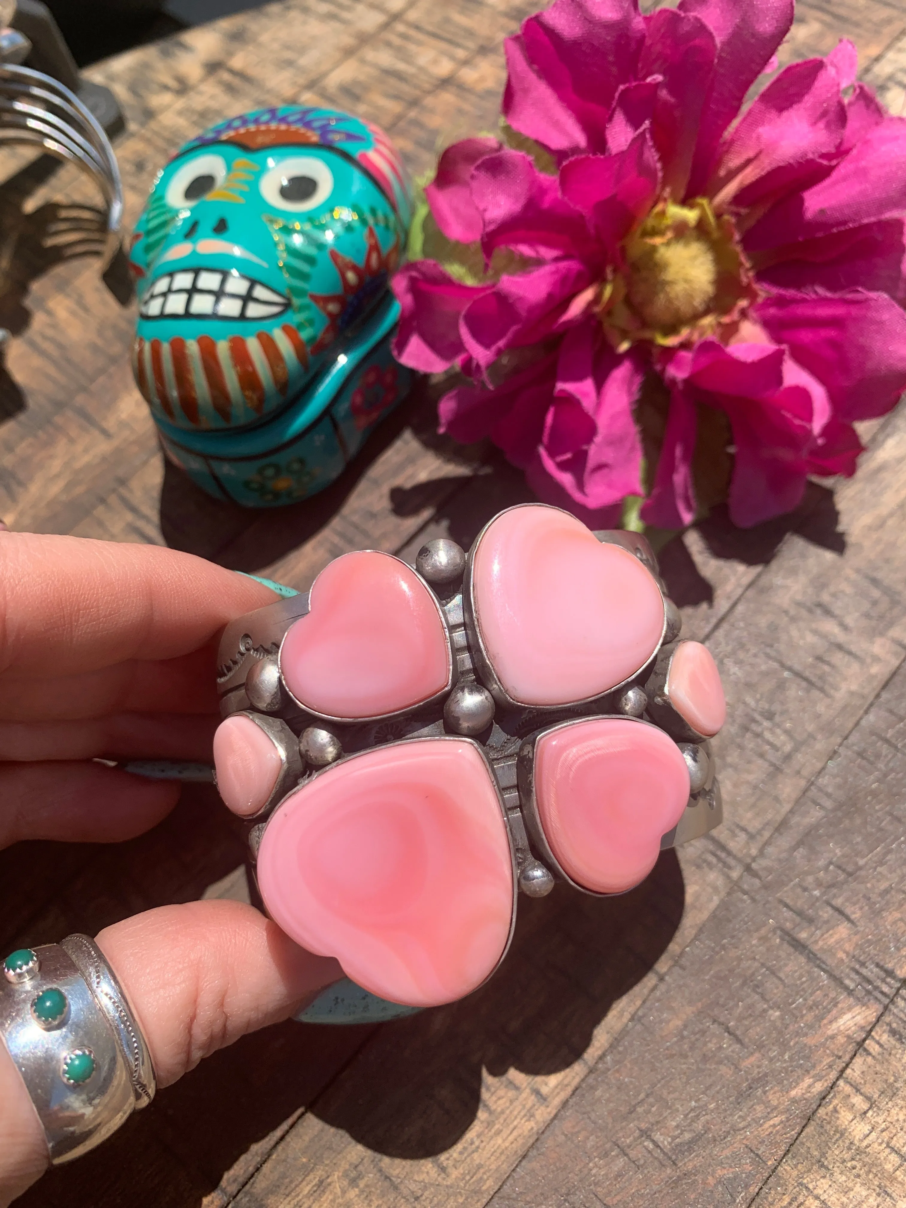 Pink "Cotton Candy" Heart Cuff