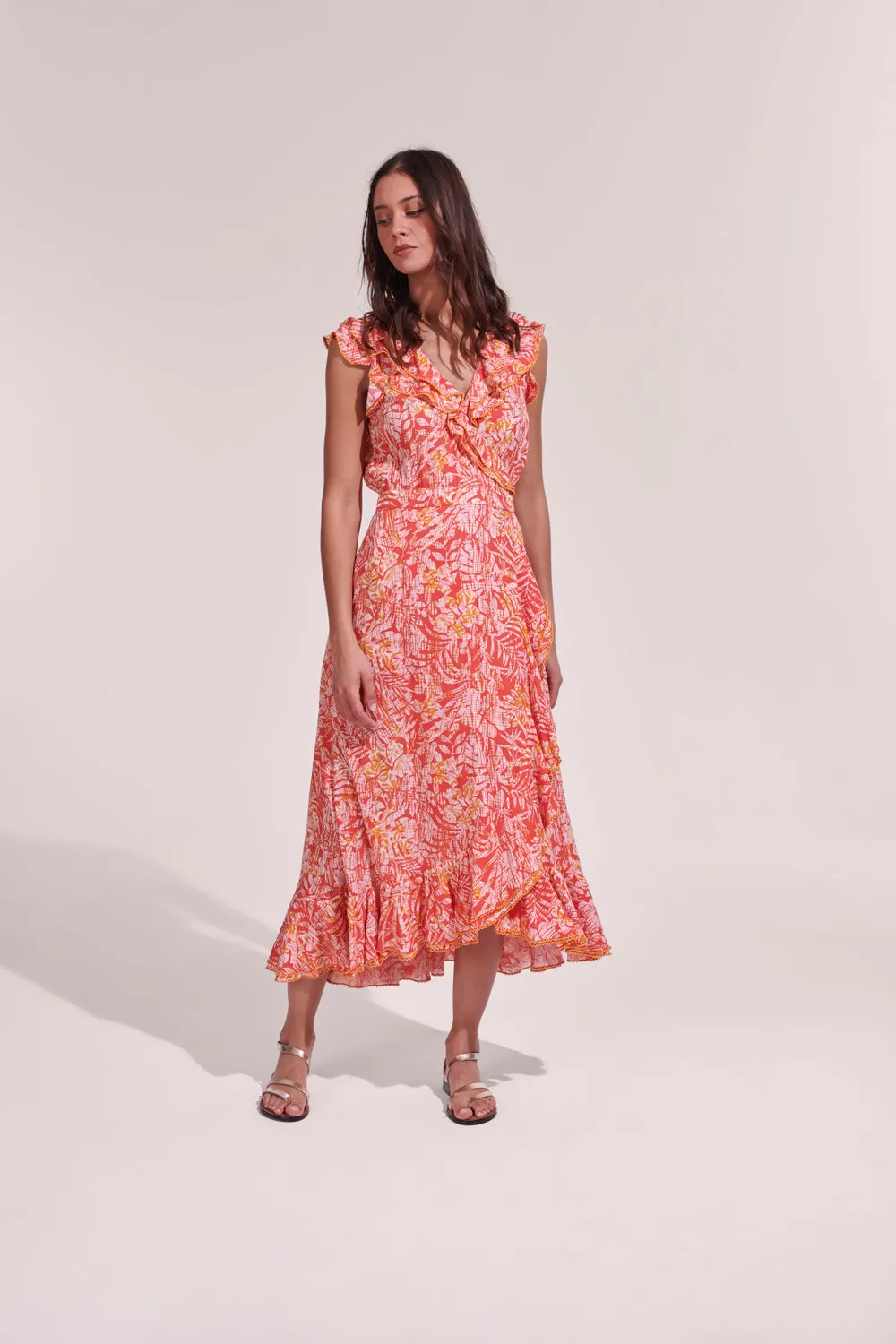 Poupette St. Barth - Midi Dress Aude - Orange Tropical