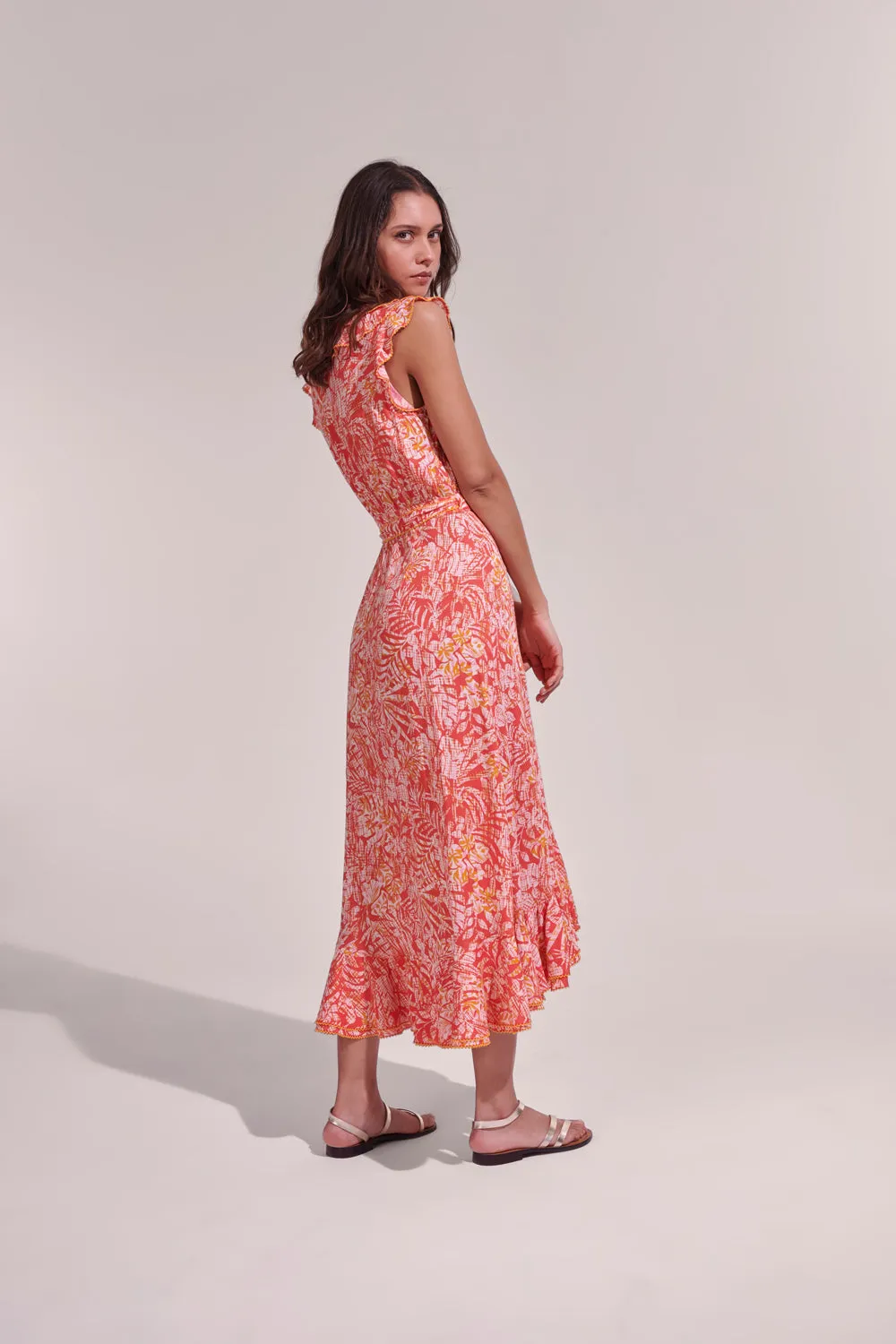 Poupette St. Barth - Midi Dress Aude - Orange Tropical