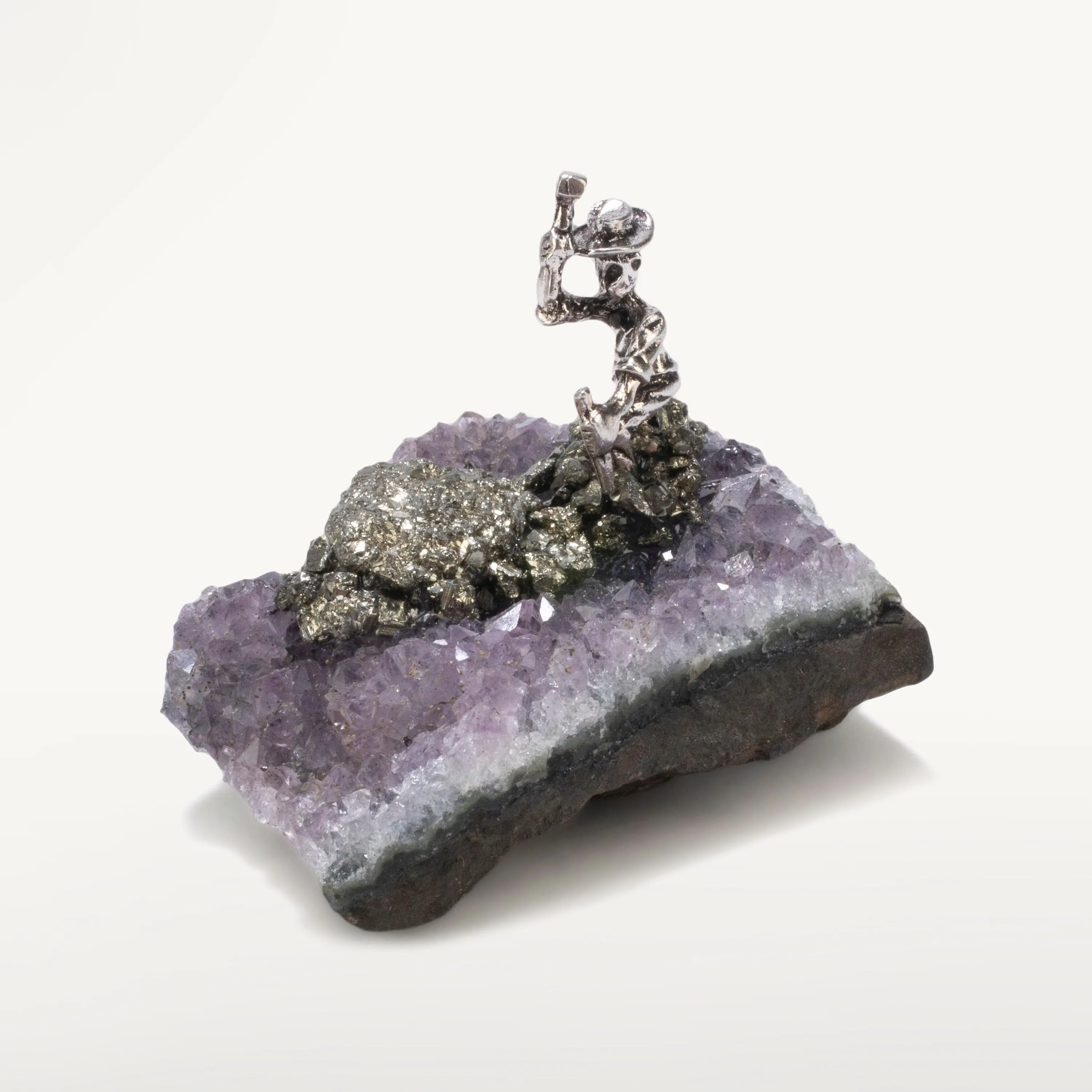 Pyrite Miner on Brazilian Amethyst Geode