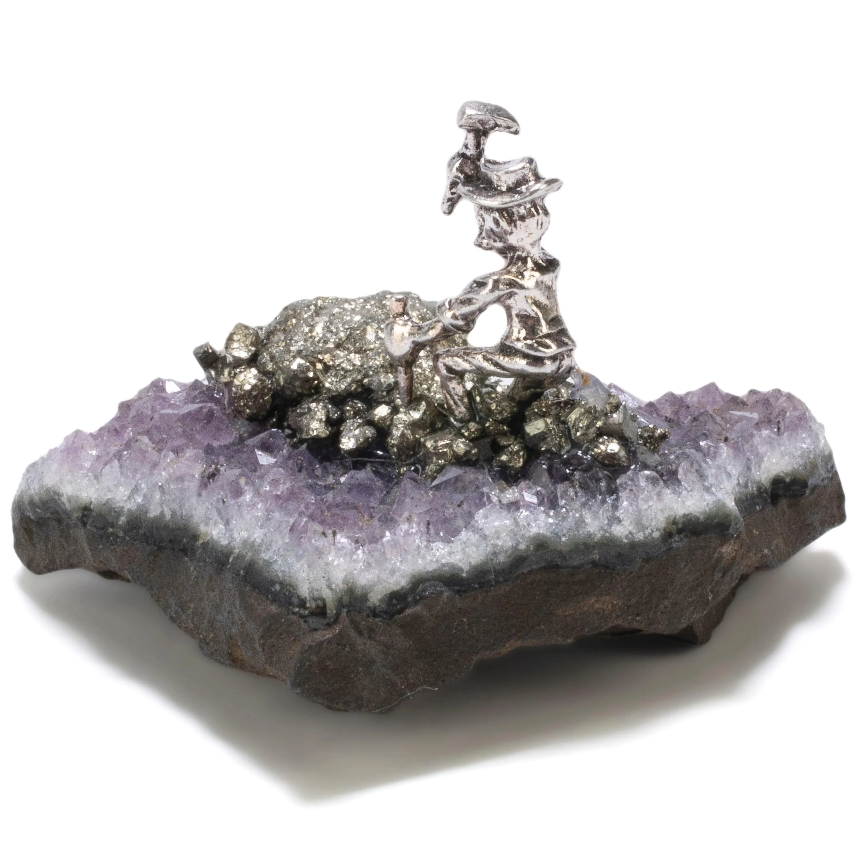 Pyrite Miner on Brazilian Amethyst Geode