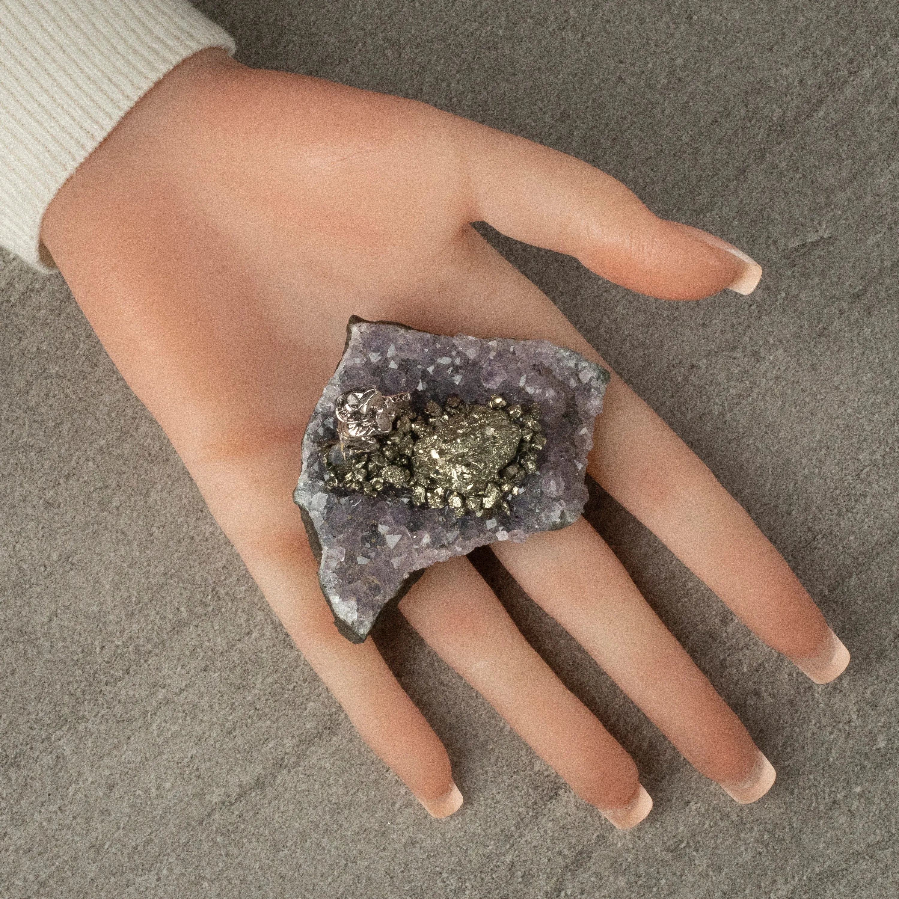 Pyrite Miner on Brazilian Amethyst Geode