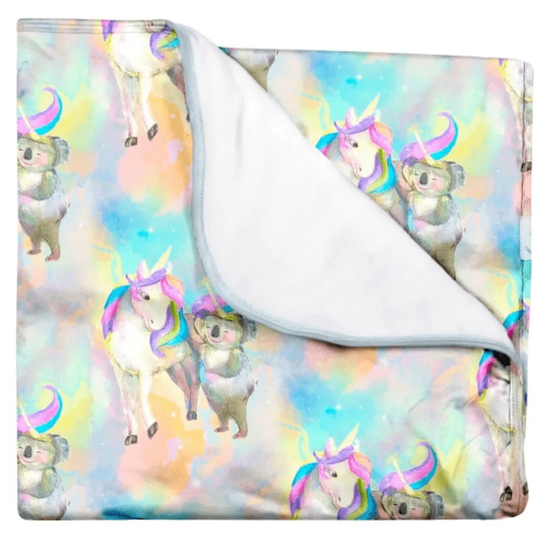 Rainbow Unicorn and Koala Blanket