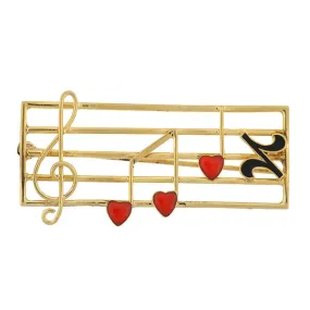 Retro 14kt Gold & Enamel Musical Staff Pin