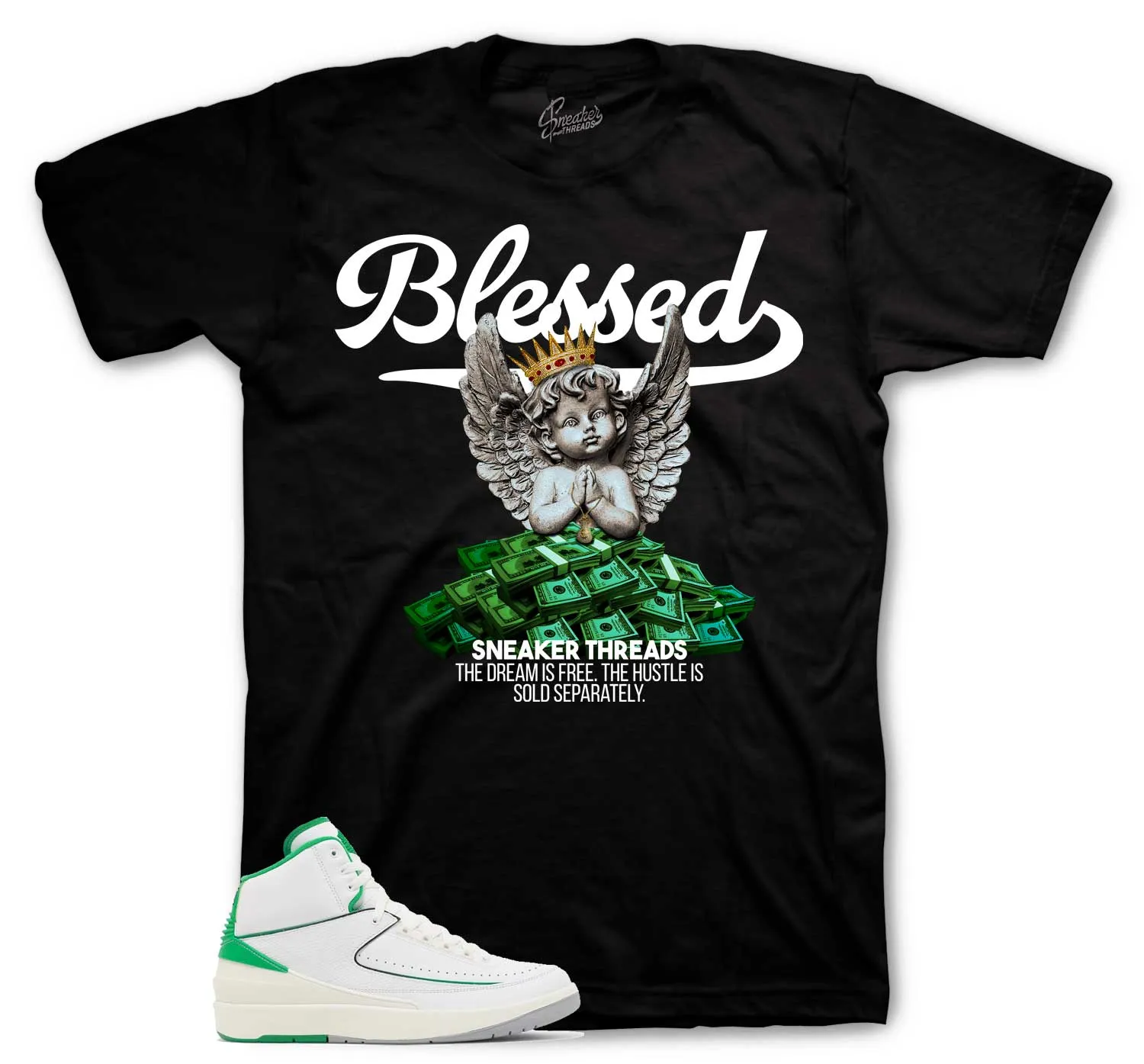 Retro 2 Lucky Green Blessed Angel Shirt