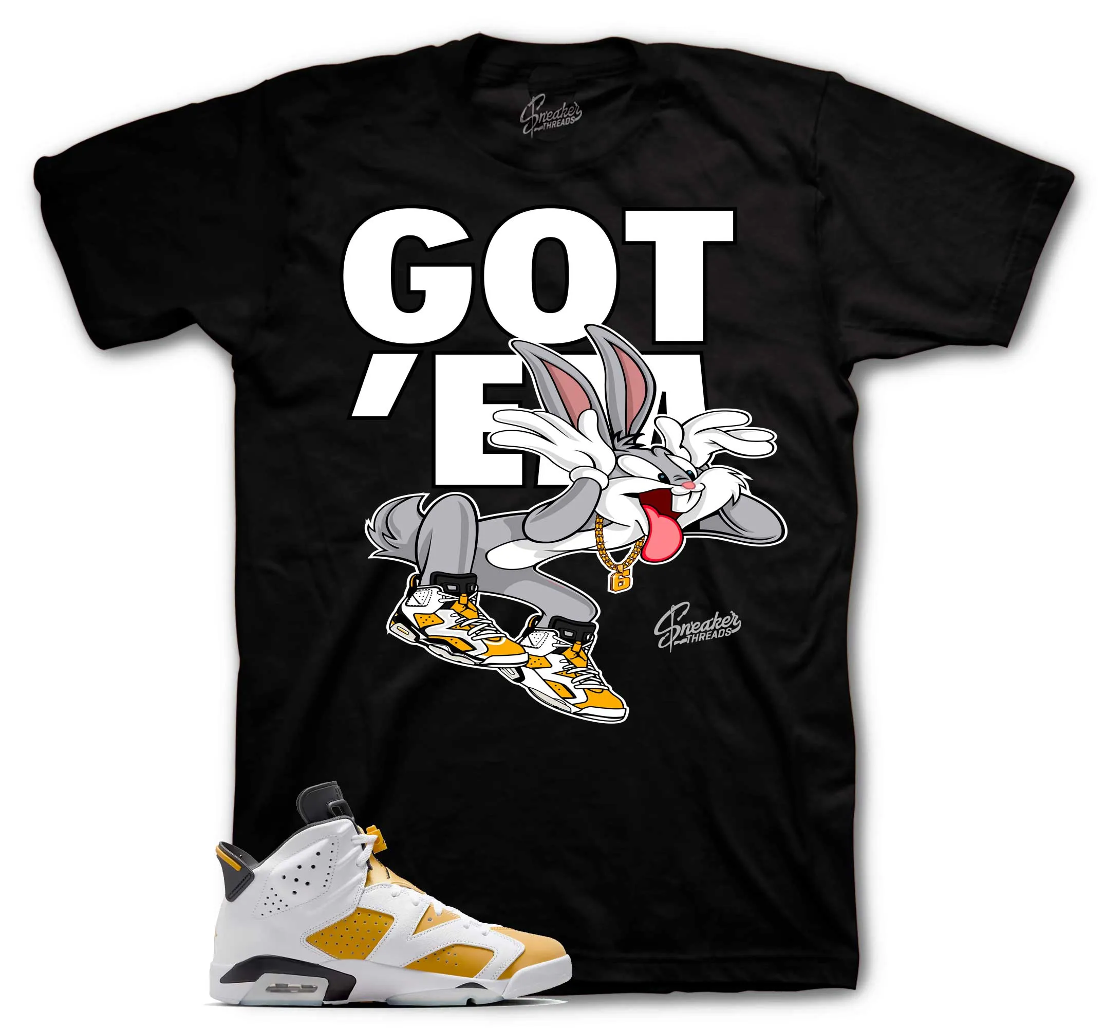 Retro 6 Yellow Ochre Shirt - Copped Em - Black