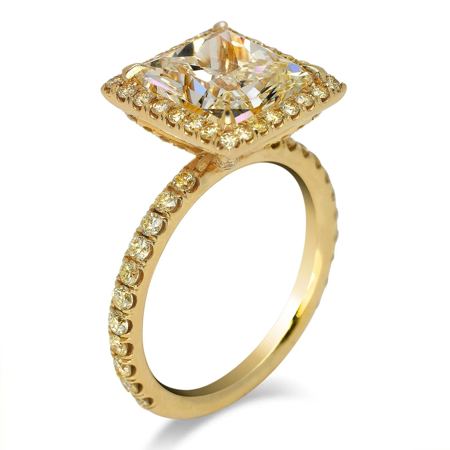 RIKER 4 Carat Princess Cut Yellow Clarity Diamond Engagement Ring in 18K Yellow Gold GIA CERTIFIED 4 Ct VS2 BY MIKE NEKTA