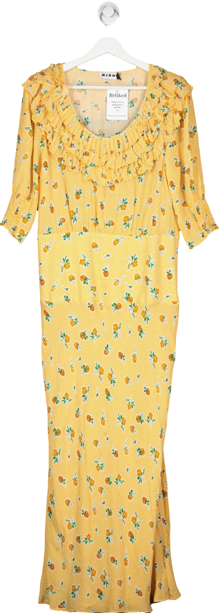 Rixo Yellow Belle Floral Silk-blend Maxi Dress UK L