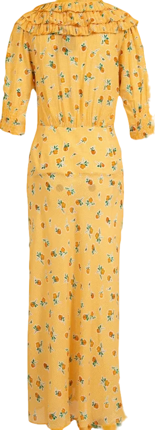 Rixo Yellow Belle Floral Silk-blend Maxi Dress UK L