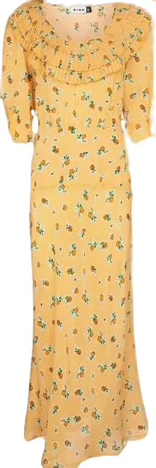 Rixo Yellow Belle Floral Silk-blend Maxi Dress UK L