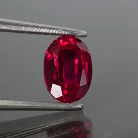 Ruby | Lab created Hydrothermal , oval cut 7x5 mm, 1 ct