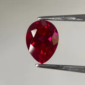 Ruby | Lab created, pear cut 8x6 mm, 1.5 ct