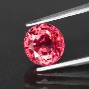 Sapphire | lab created, padparadscha color, round cut 6.5 mm, 1.5ct, VS