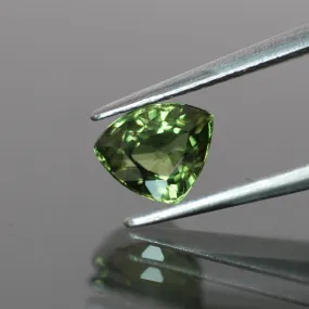 Sapphire | natural, green, trillion cut 6.5x5.4, 1.10 ct, Madagascar