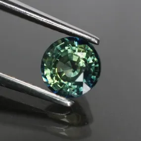 Sapphire teal bluish green, bi-color, yellow green, round cut, VVS 5.5 mm 1 ct, Australia