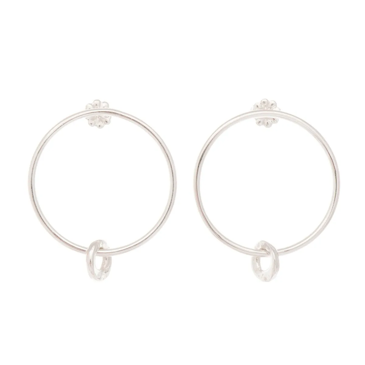 Silver Cheer On Hoop Earrings