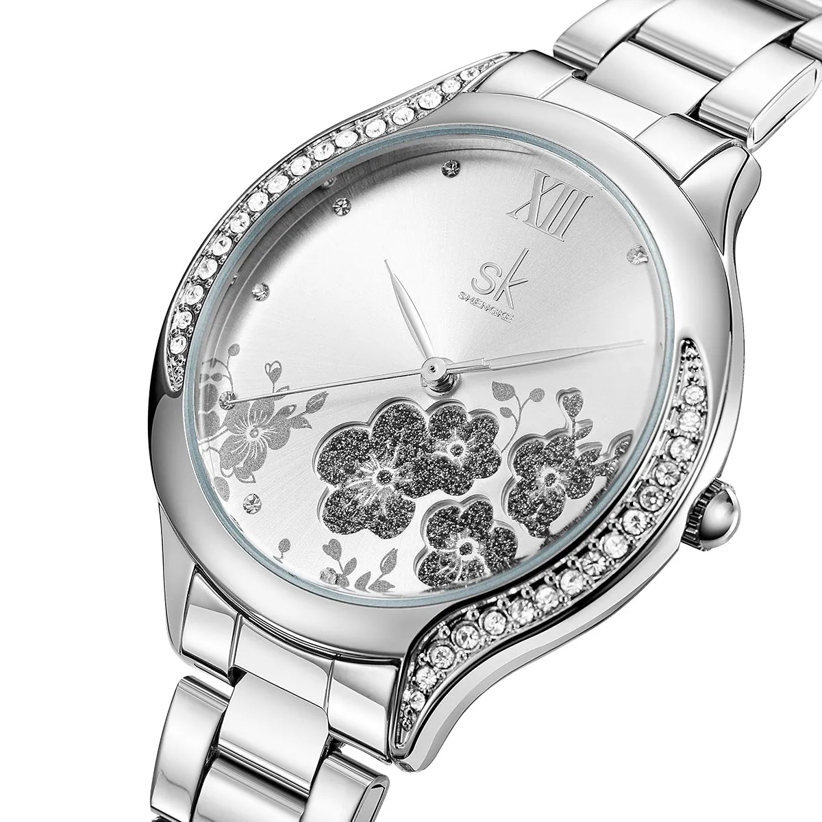 SK Floral Dial - Lady Silver Watch