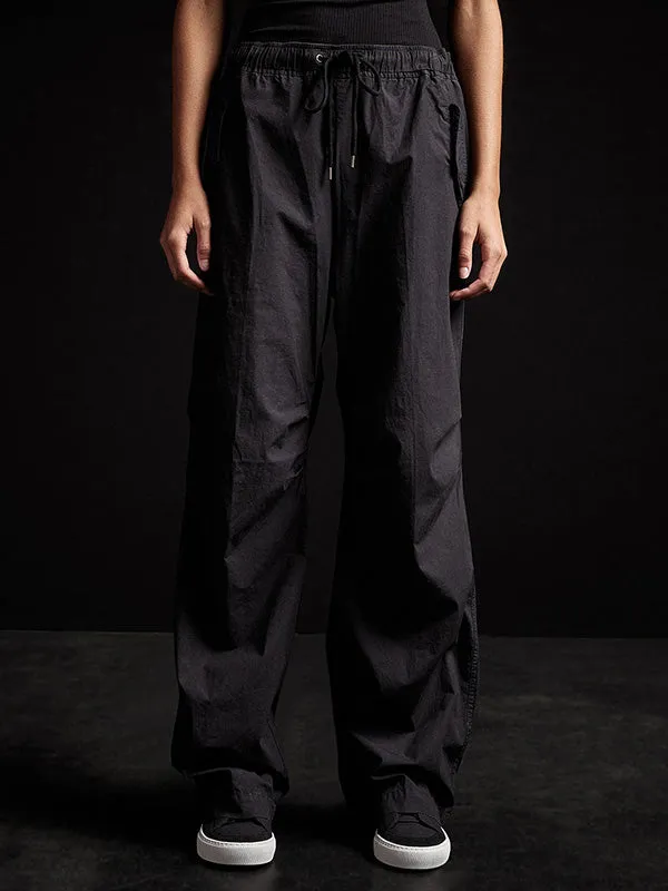 Stretch Poplin Wide Leg Pant In Black