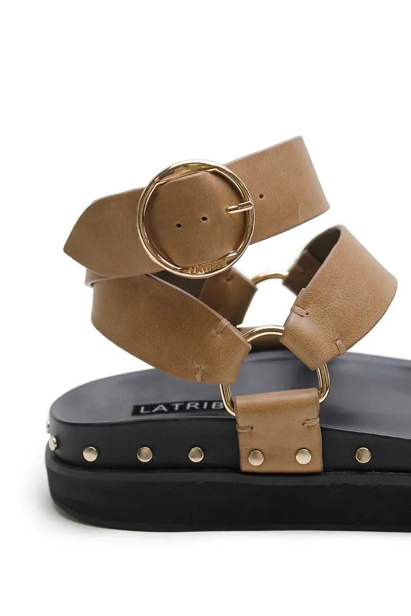 STUDDED SANDAL-OLIVE