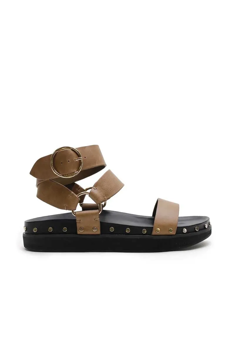 STUDDED SANDAL-OLIVE