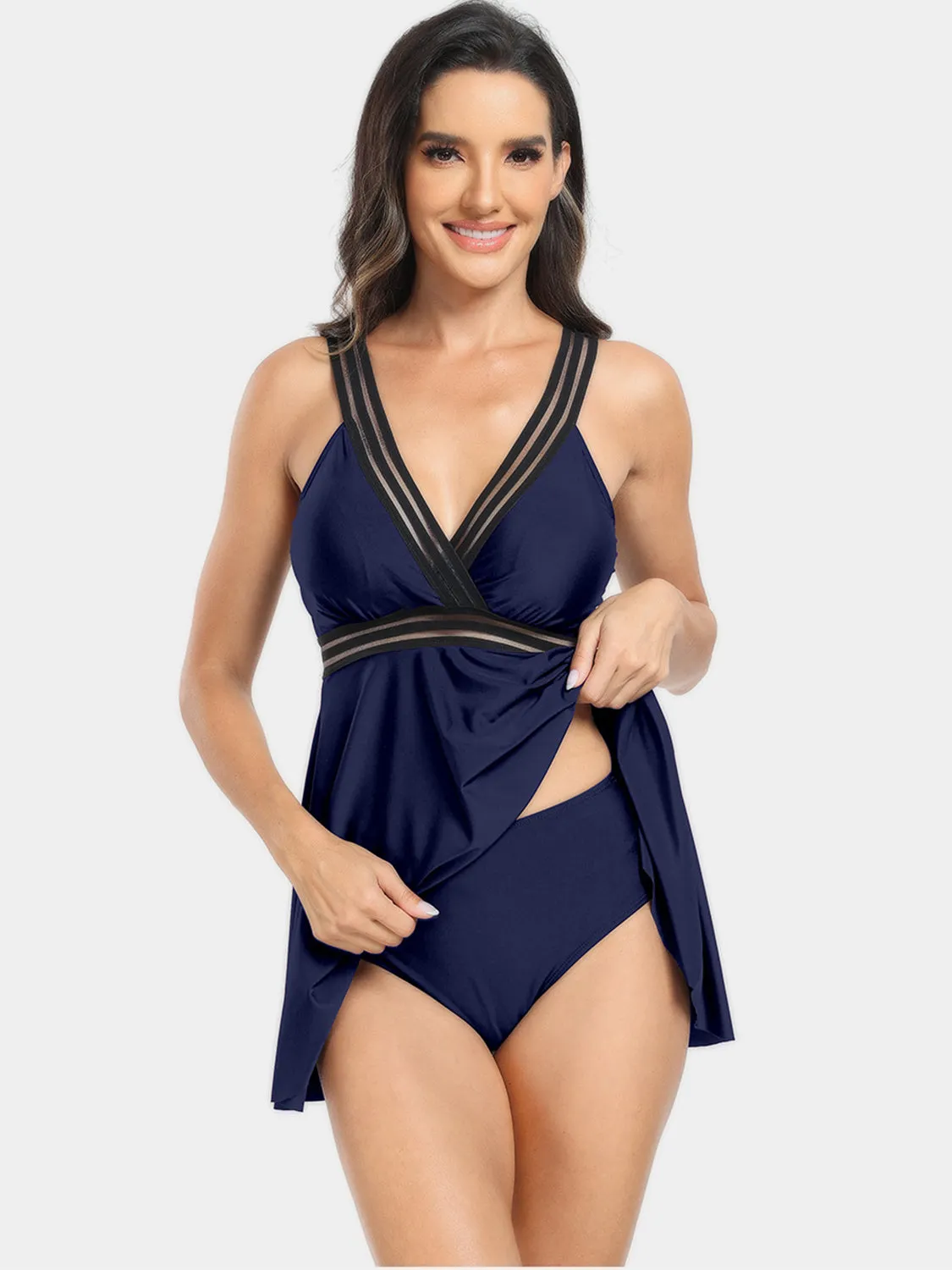 Sunset Vacation  Surplice Wide Strap Two-Piece Swim Set