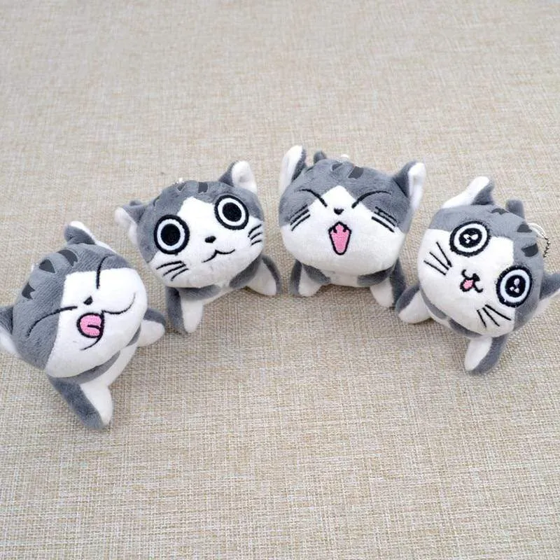 Super Cute Sitting Chi Cat Keychain Plush Toys Dolls 10cm Stuffed Animals Soft Toys Kawaii Mini Kids Gifts