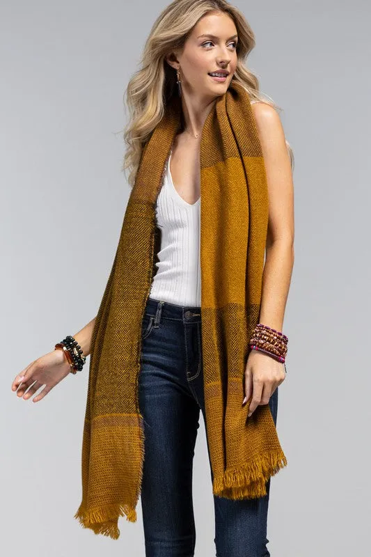 Textured Oblong Scarf-Mustard