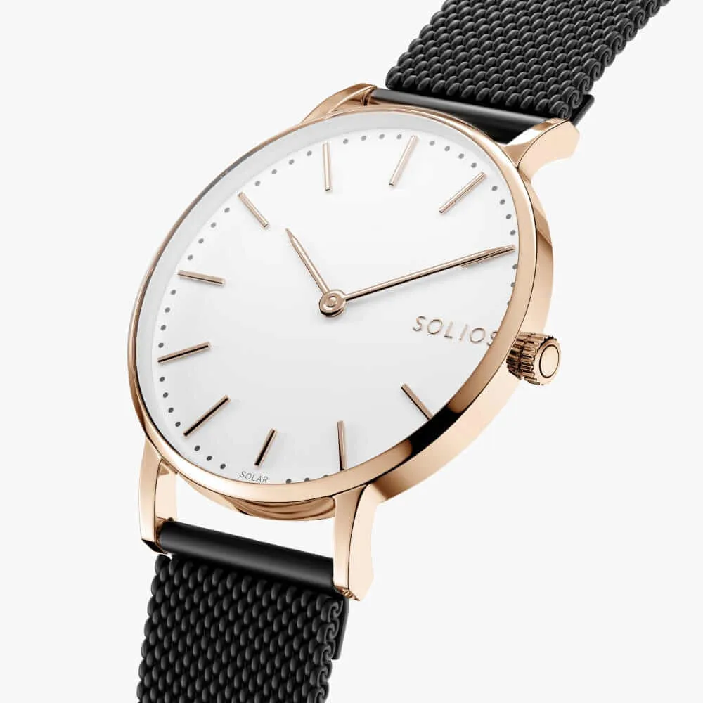 The Solar Classic | White Dial - Rose Gold Case