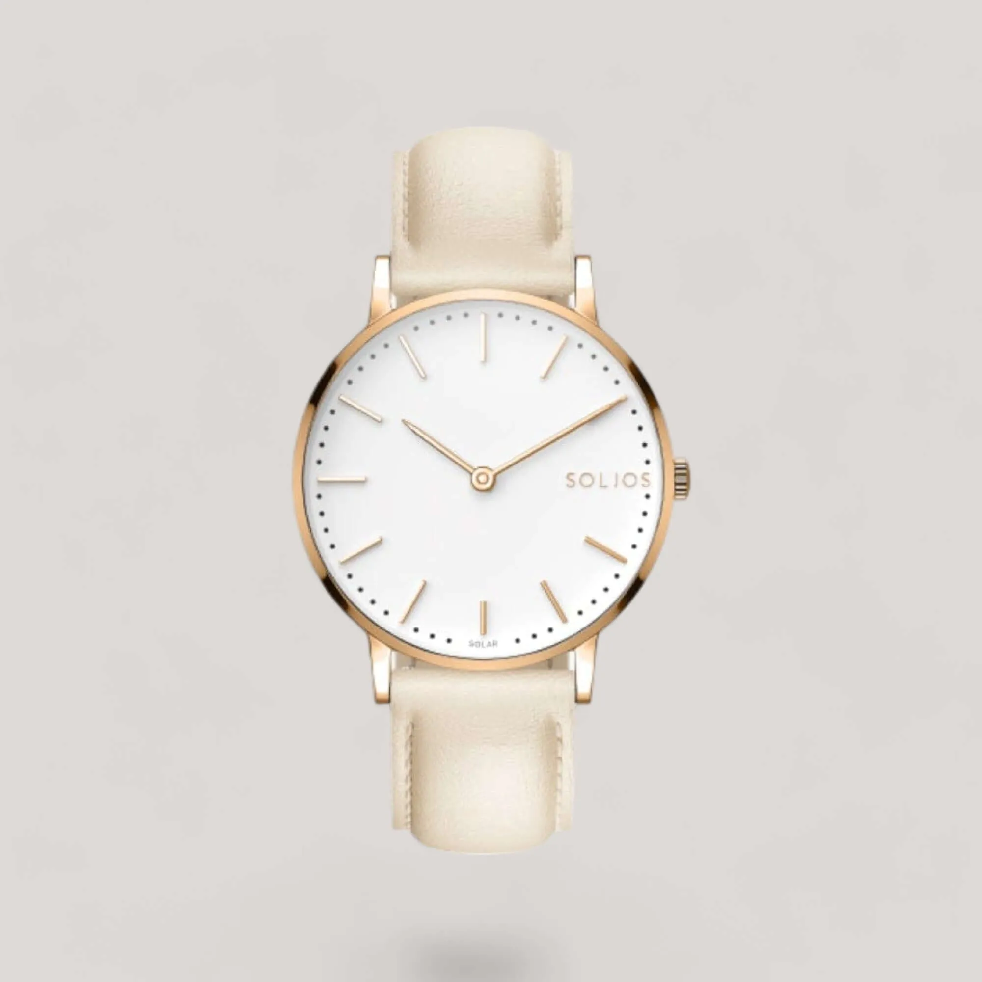 The Solar Classic | White Dial - Rose Gold Case