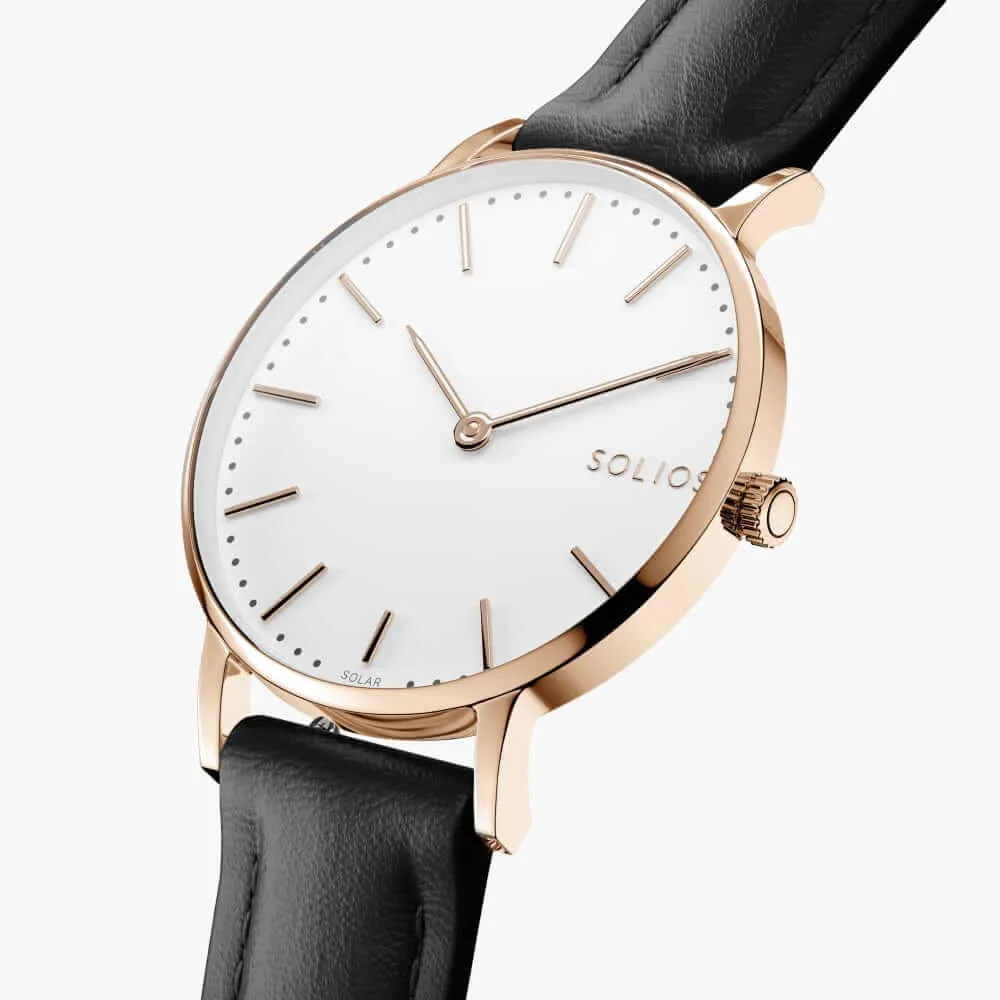 The Solar Classic | White Dial - Rose Gold Case