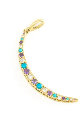 Turquoise Diamond Crescent Charm