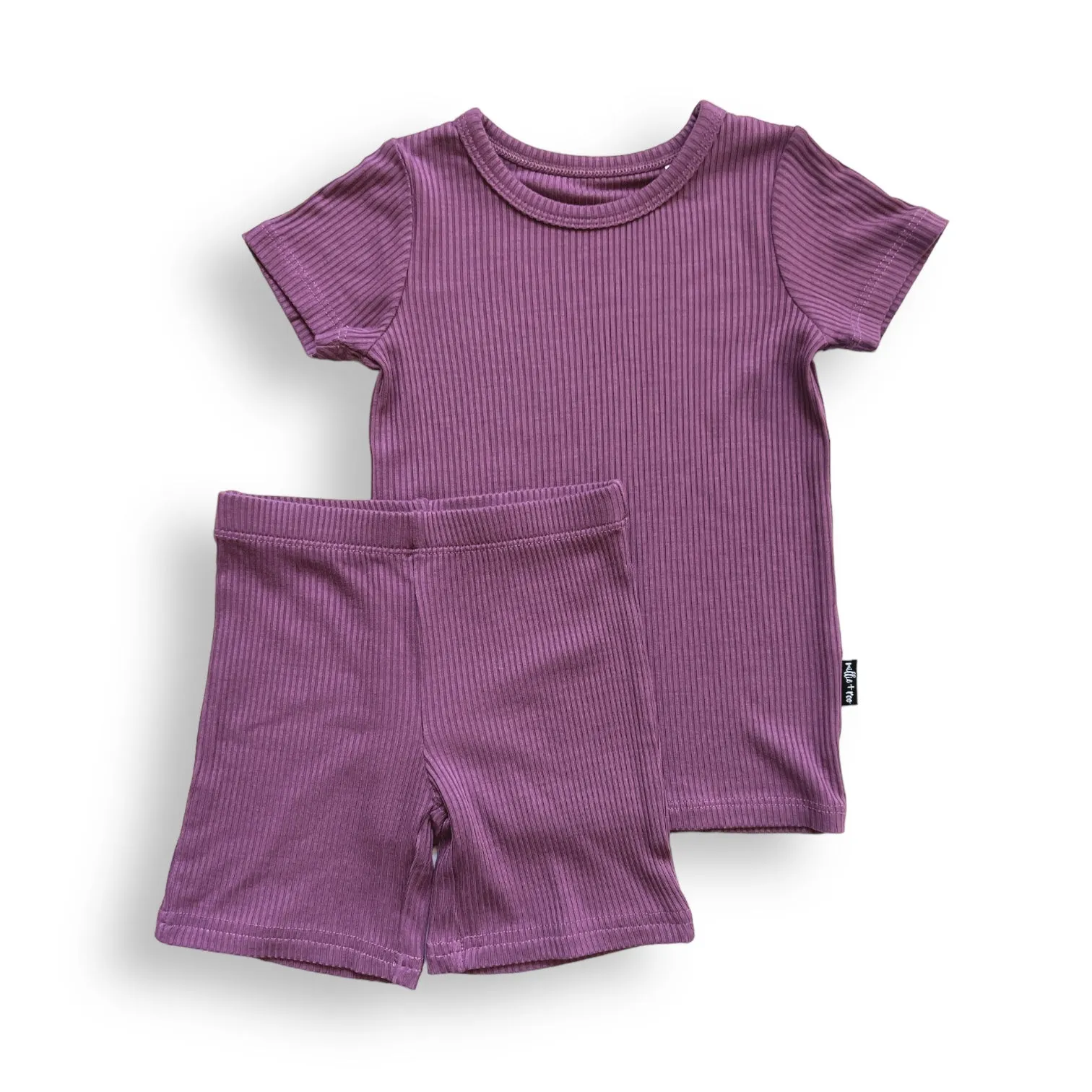 TWO PIECE SHORTIE SET- Plum Ribbed