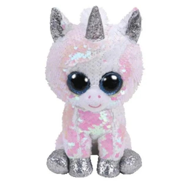 Ty Beanie Boos Big Eyed Soft Stuffed Animal Plush Dolls Unicorn Cat Heather Gray Cat Kiki Girls Birthday Christmas Gift Toy 15CM