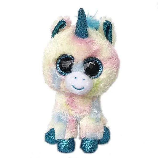 Ty Beanie Boos Big Eyed Soft Stuffed Animal Plush Dolls Unicorn Cat Heather Gray Cat Kiki Girls Birthday Christmas Gift Toy 15CM