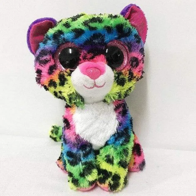 Ty Beanie Boos Big Eyed Soft Stuffed Animal Plush Dolls Unicorn Cat Heather Gray Cat Kiki Girls Birthday Christmas Gift Toy 15CM