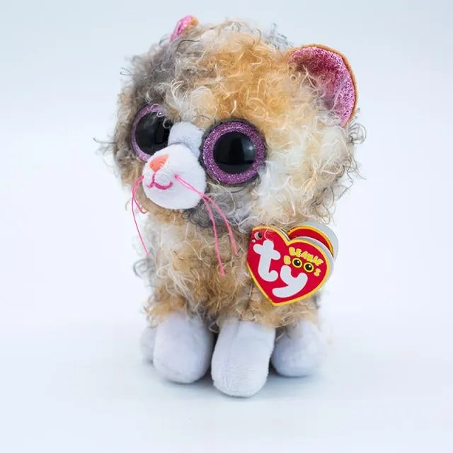 Ty Beanie Boos Big Eyed Soft Stuffed Animal Plush Dolls Unicorn Cat Heather Gray Cat Kiki Girls Birthday Christmas Gift Toy 15CM