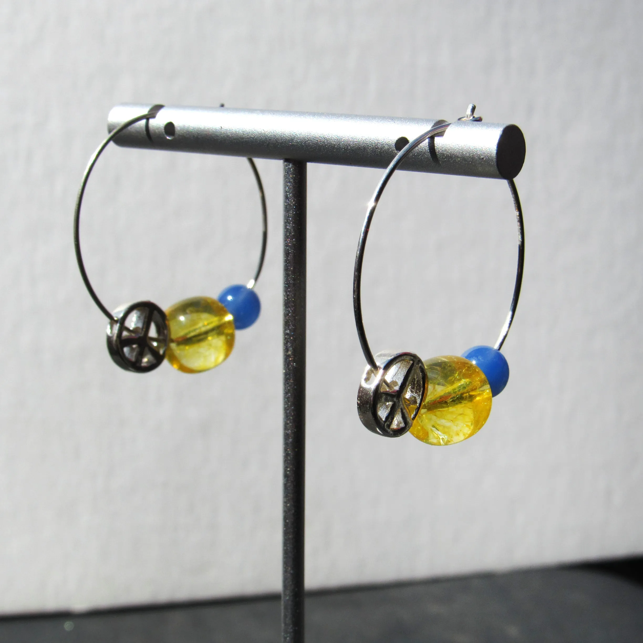 Ukraine Flag colors gemstone peace earrings