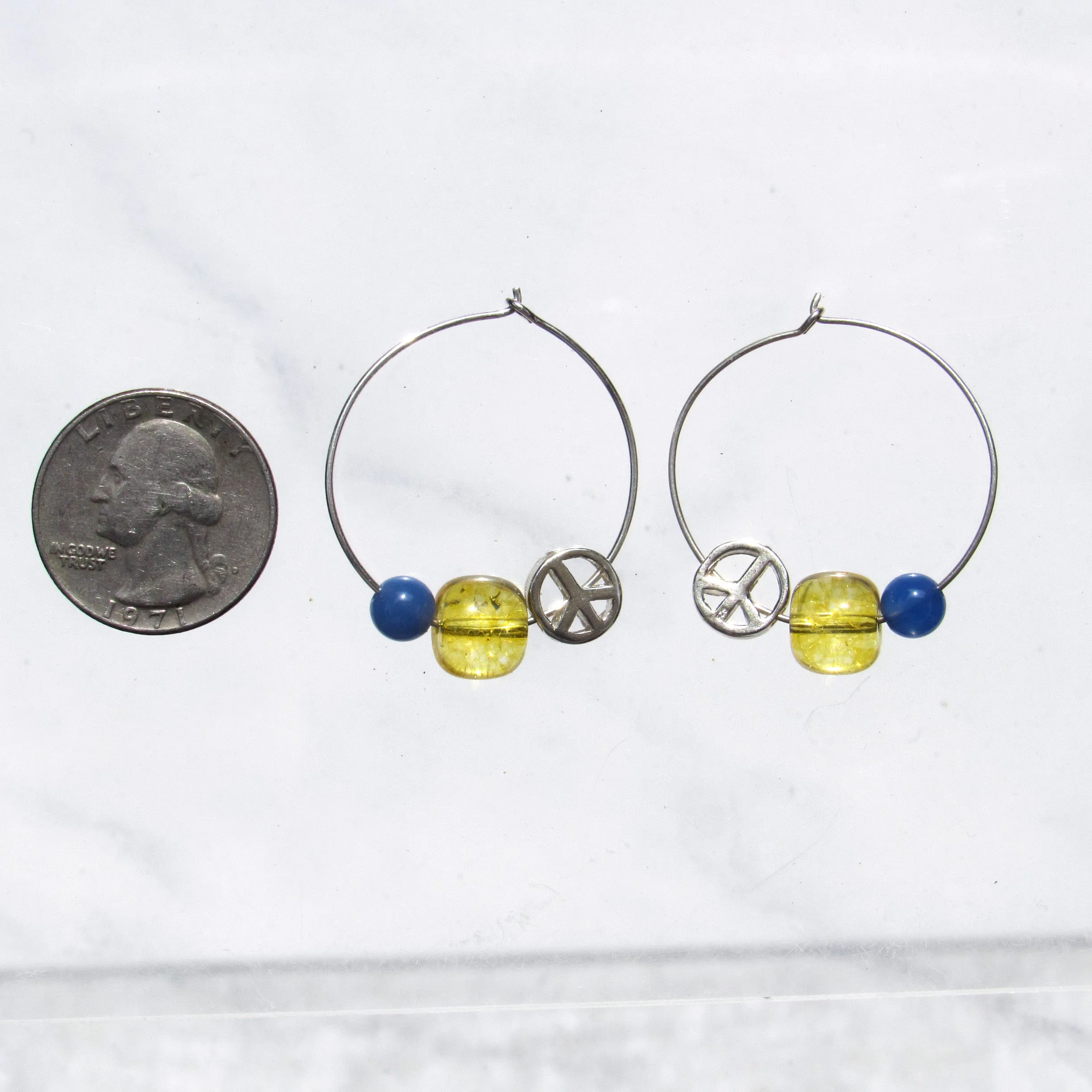 Ukraine Flag colors gemstone peace earrings