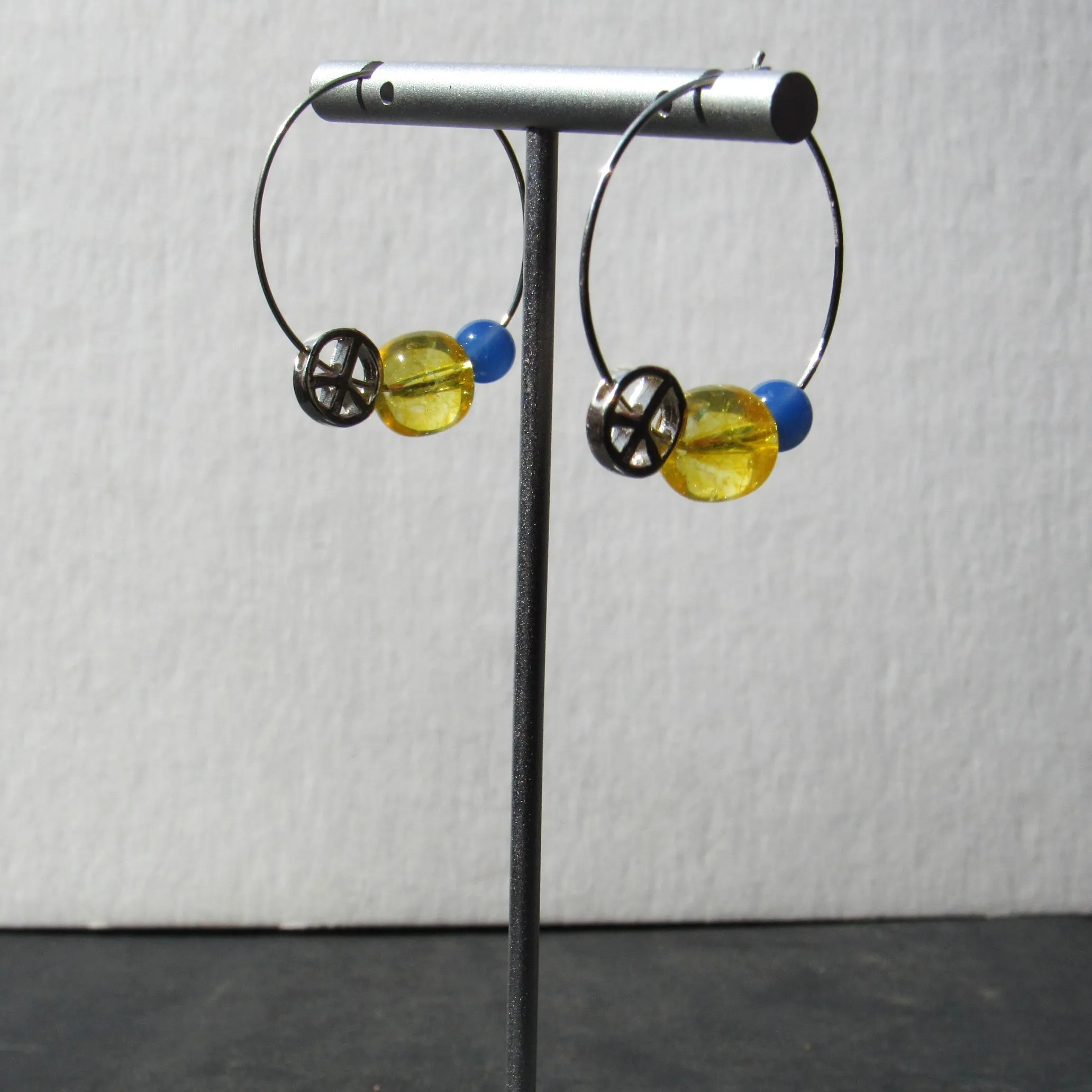 Ukraine Flag colors gemstone peace earrings