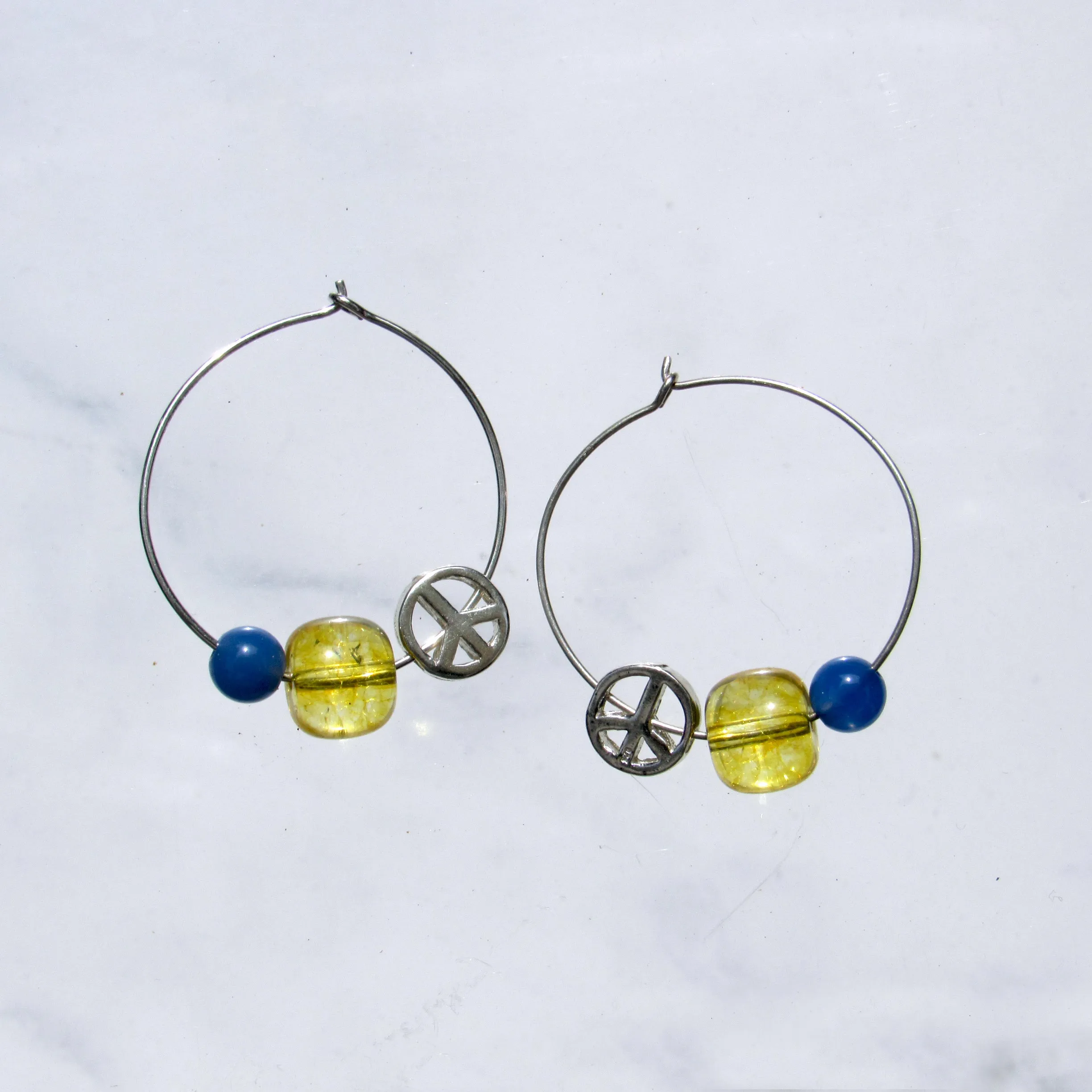 Ukraine Flag colors gemstone peace earrings