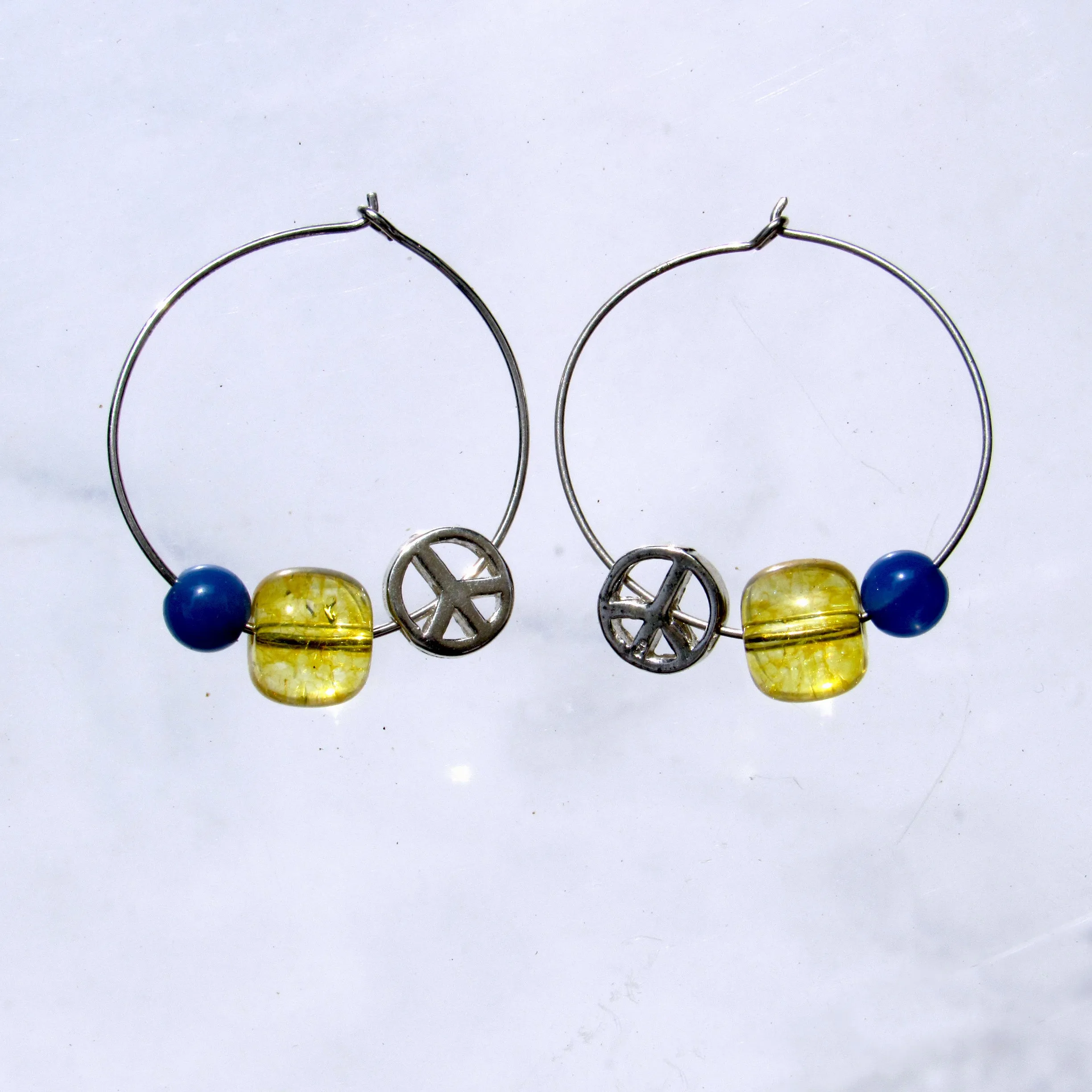 Ukraine Flag colors gemstone peace earrings