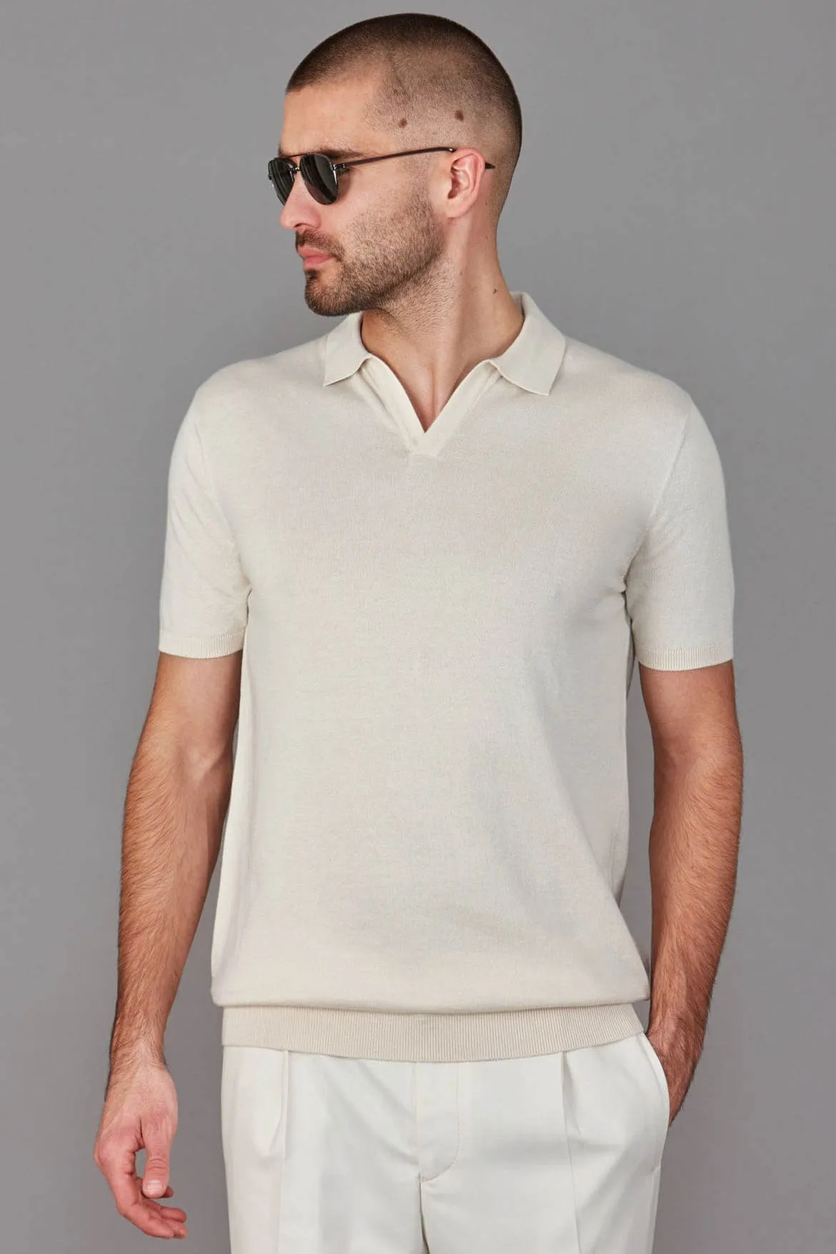 Ultra Fine Cotton Buttonless Polo Shirt