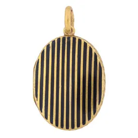 Victorian 15kt Black Striped Enameled Locket